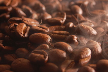 Image showing coffee beans with steam