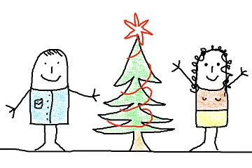 Image showing young couple with xmas tree