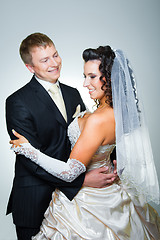 Image showing Happy just married bride and groom