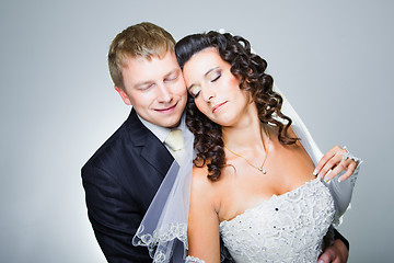 Image showing Happy just married bride and groom