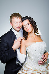 Image showing Happy just married bride and groom