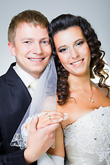 Image showing Happy just married bride and groom