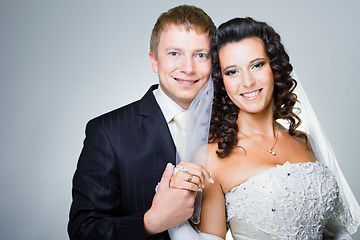 Image showing Happy just married bride and groom