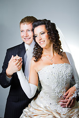 Image showing Happy just married bride and groom