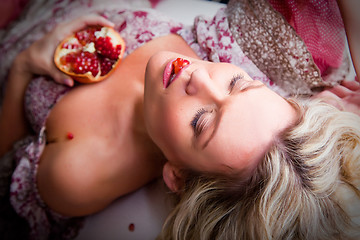 Image showing blonde woman with closed eyes