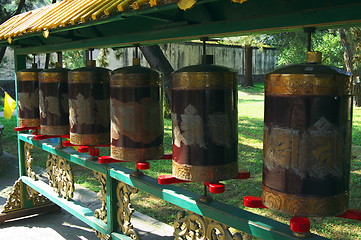 Image showing Prayer wheel in Chengde Tibetan Buddhism monastery