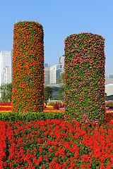 Image showing Flowers pillars