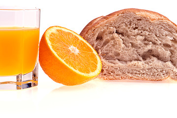 Image showing Bread, Orange and juice