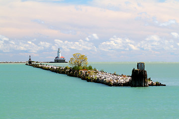 Image showing chicago lake michigan lighthouse