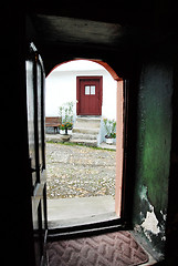 Image showing Opened door of church