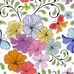 Image showing White repeating floral pattern