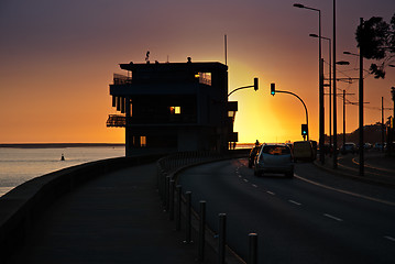 Image showing Street view and sunset 