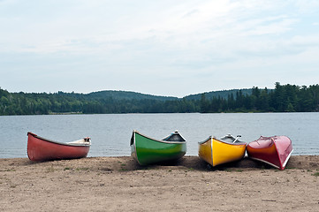 Image showing Canoes on the lake