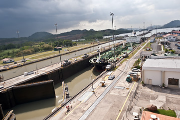 Image showing Miraflores locks Panama canal