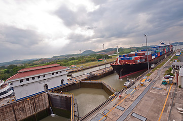 Image showing Panama canal Miraflores locks