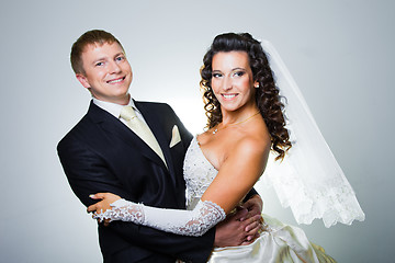 Image showing Happy just married bride and groom