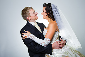 Image showing Happy just married bride and groom