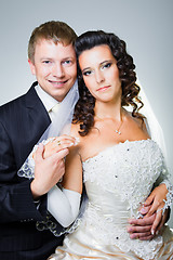 Image showing Happy just married bride and groom