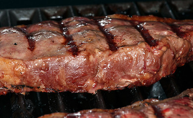 Image showing Steak in barbecue grill