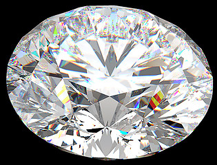 Image showing Top side view of large round diamond isolated