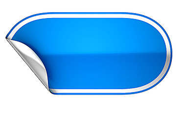 Image showing Blue rounded hamous sticker or label on white