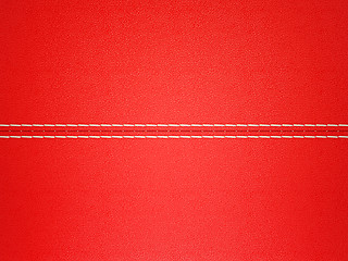 Image showing Red stitched leather background. Large resolution