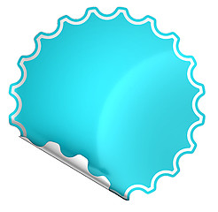 Image showing Blue bent round sticker or label 