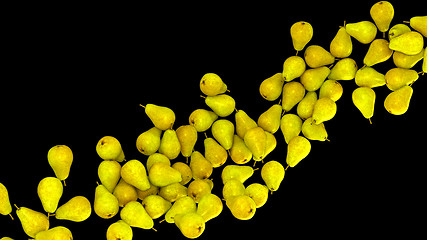 Image showing Ripe yellow pears flow isolated on black 