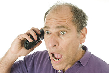 Image showing man middle age emotional telephone