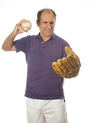 Image showing man softball and baseball glove 