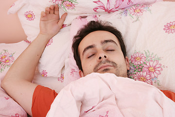 Image showing Portrait of a young man sleeping.