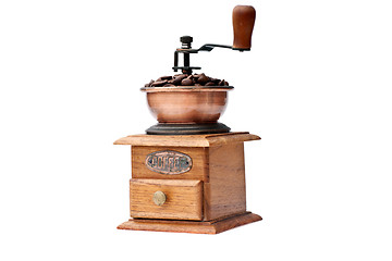 Image showing Coffee grinder and coffee beans