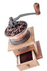 Image showing Coffee grinder and coffee beans