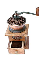 Image showing Coffee grinder and coffee beans