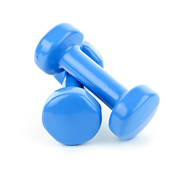 Image showing Blue dumbbell weights