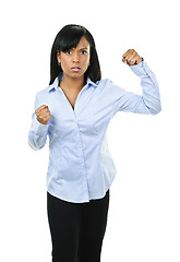 Image showing Young woman ready to fight