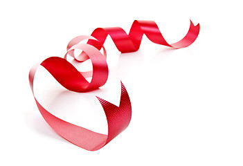 Image showing Curled red holiday ribbon