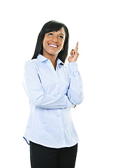 Image showing Smiling young woman has idea