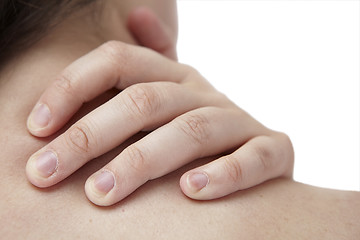 Image showing femal having neckache