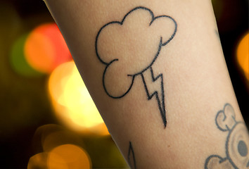 Image showing lightning and sky tattoo 