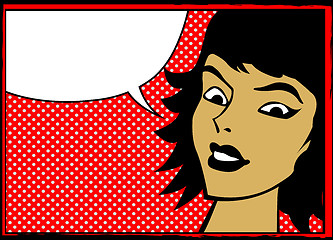 Image showing Retro girl with speech bubble