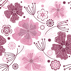 Image showing White and pink seamless floral pattern