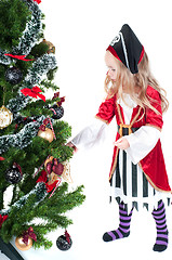 Image showing Baby girl dressed up for Christams