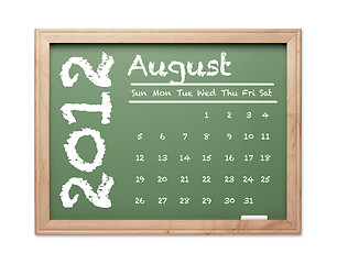 Image showing August 2012 Calendar on Green Chalkboard