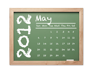 Image showing May 2012 Calendar on Green Chalkboard