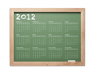 Image showing 2012 Calendar Chalkboard with All Twelve Months