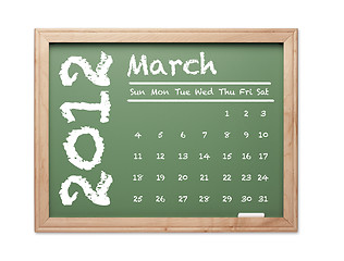 Image showing March 2012 Calendar on Green Chalkboard