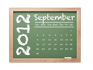 Image showing September 2012 Calendar on Green Chalkboard