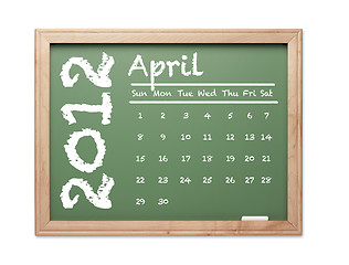 Image showing April 2012 Calendar on Green Chalkboard