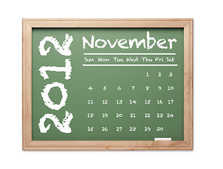 Image showing November 2012 Calendar on Green Chalkboard